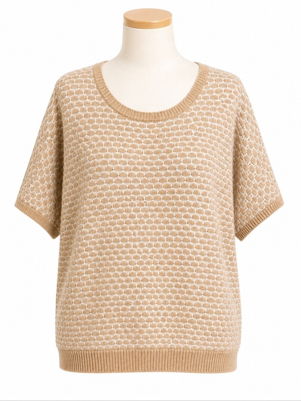 Lane Bryant Tan & White Textured Dolman Sleeve Pullover Sweater Sz 18/20 Casual